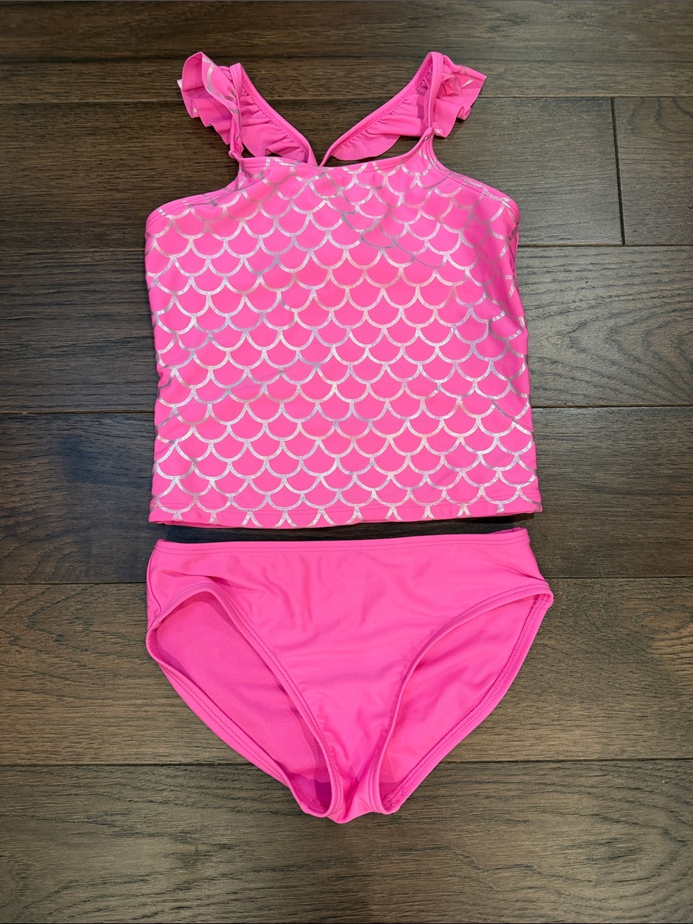 Cat & Jack Girls Hot Pink Mermaid Scale Tankini Set Size Medium / 8 - C11-485